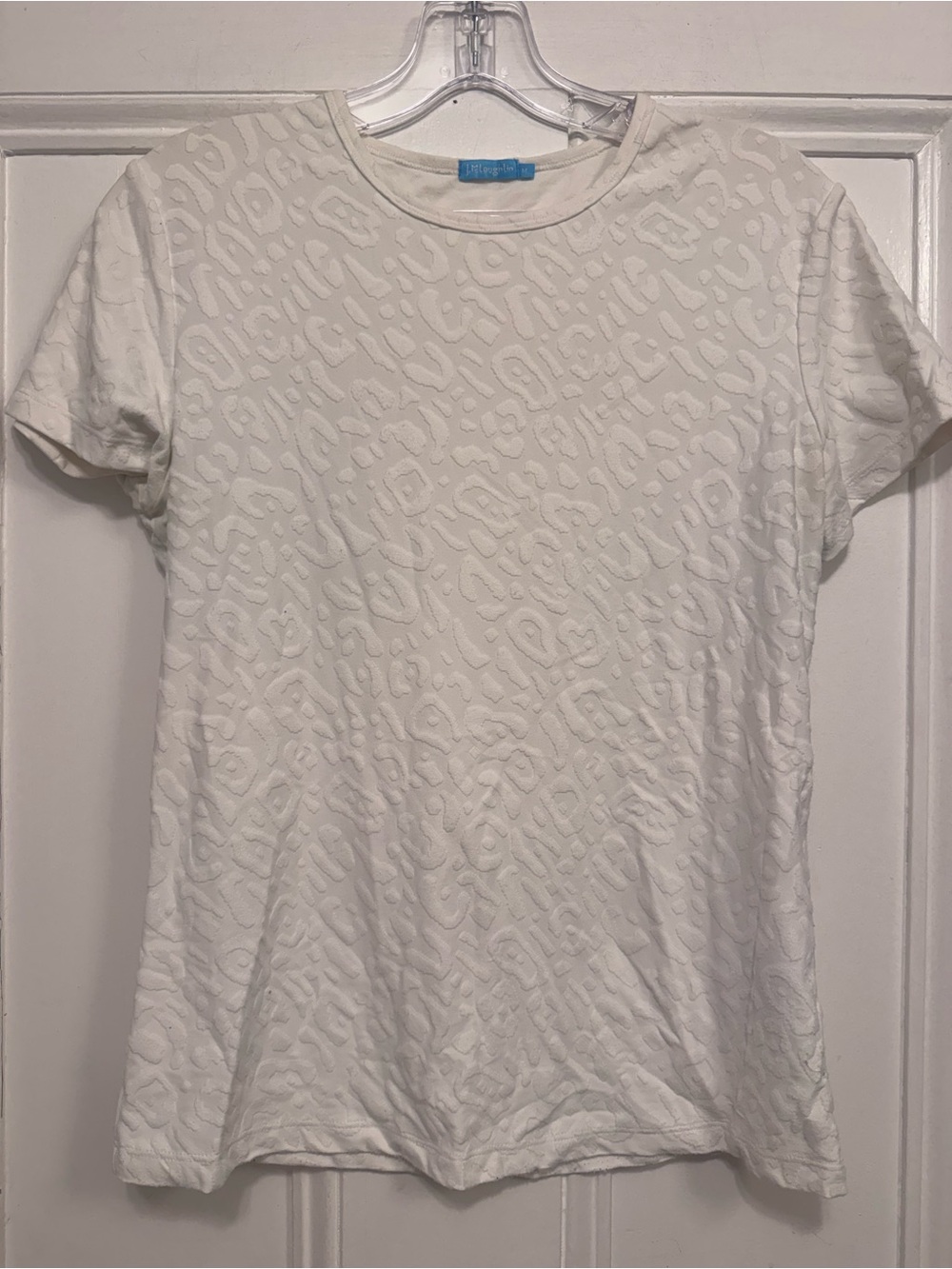 J. McLaughlin White Textured Short-Sleeve Tee